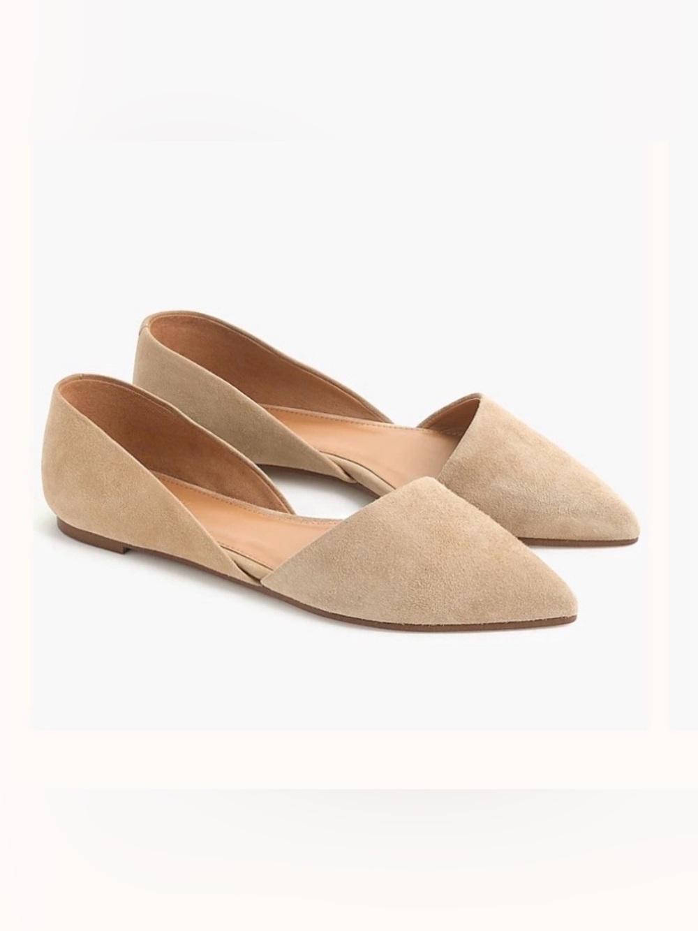 J. Crew Tan Suede Pointed D’Orsay Flats